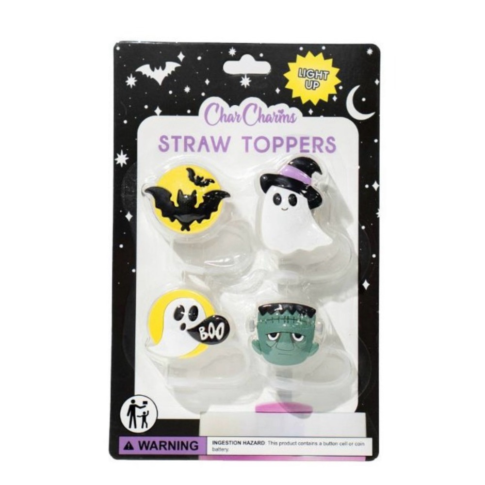Char Charms 4 pack light up Halloween Straw Toppers